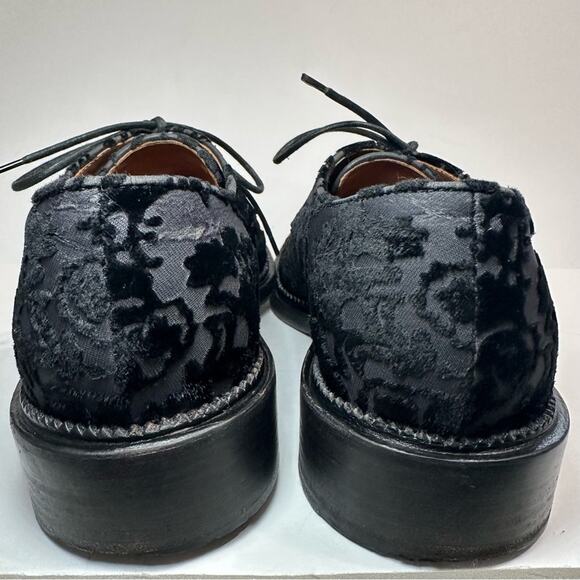 Givenchy Derby Oxford Flats Shoes Black IT 38 Lace Velvet Leather - Picture 7 of 14